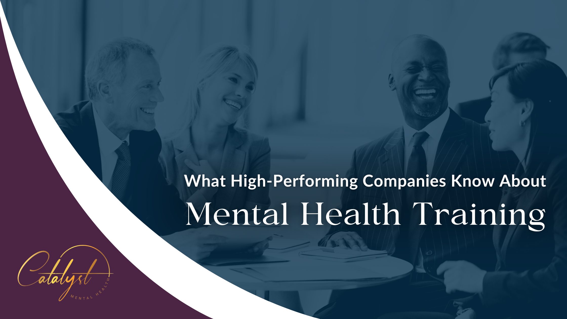 A diverse leadership team at a high-performing Canadian company celebrates the success of their mental health training.